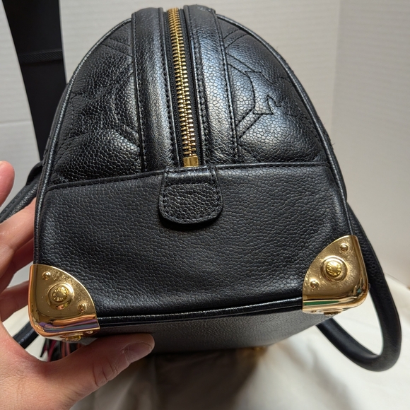 M-Brand Black Quilted Satchel with Red and Mint Stripe - Picture 8 of 13